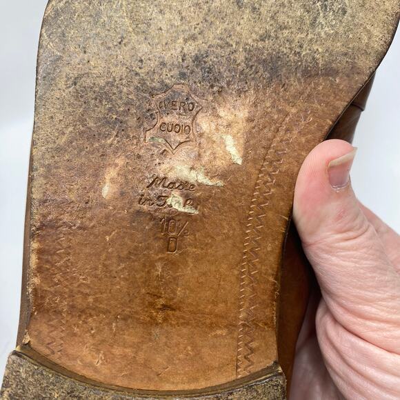 Rossinimoda Made in Italy Leather Loafers Brown Pleated Slip On Shoes 10.5 D - Picture 6 of 7